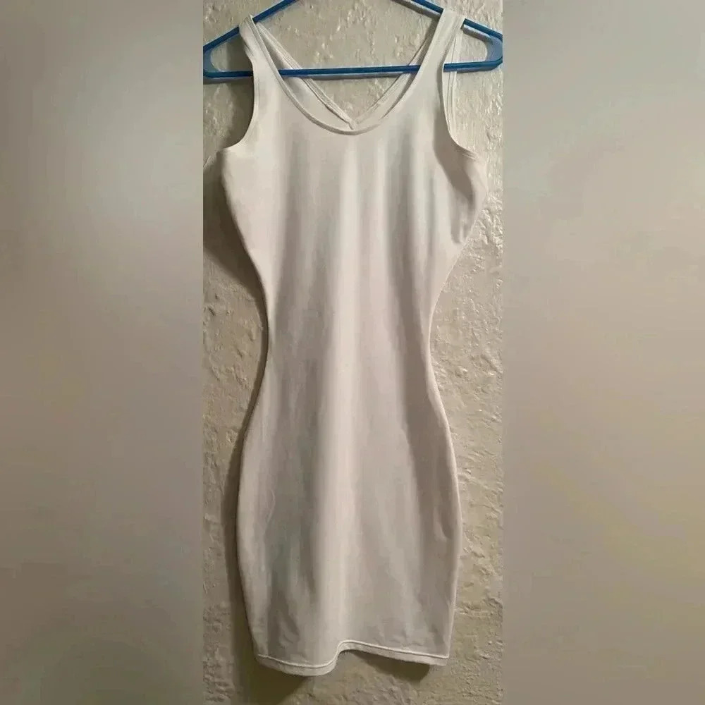 Assets by SPANX white mini sleeveless tank shapewear dress; S